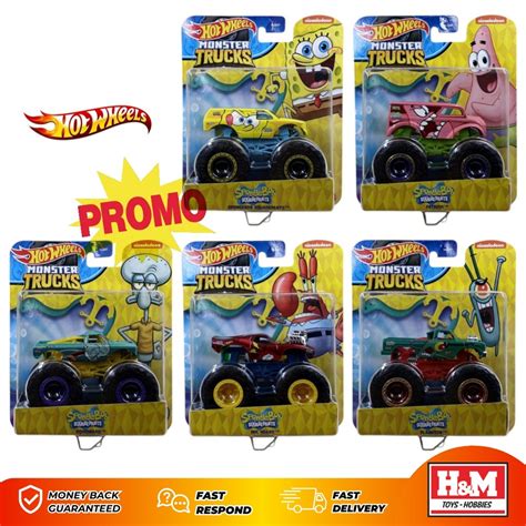 Jual Hot Wheels Monster Trucks Entertainment Themed SpongeBob Squarepants Set 5pcs Shopee