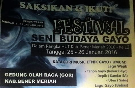 Ayo Ikutan Festival Seni Budaya Gayo di Bener Meriah – LINTAS GAYO