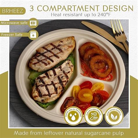 Snapklik Brheez Heavy Duty Round 3 Compartment Disposable Plates