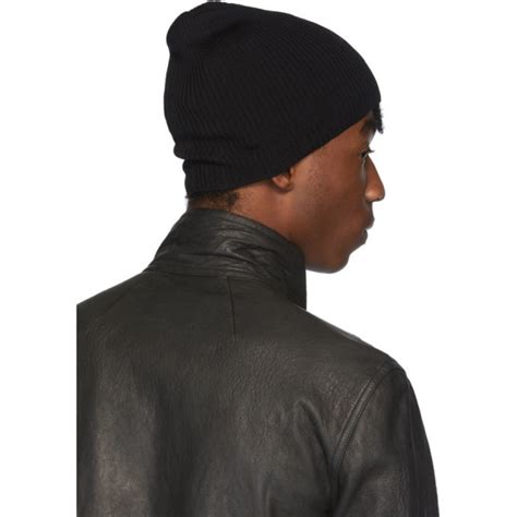 Rick Owens Black Rib Beanie Rick Owens