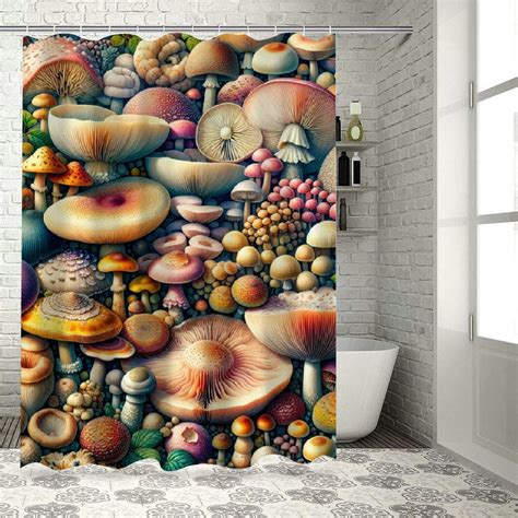 Shangniulu Botanical Shower Curtain Abstract Mushrooms And Branches