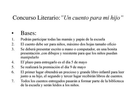 Concurso Literario Un Cuento Para Mi Hijo Ppt Descargar