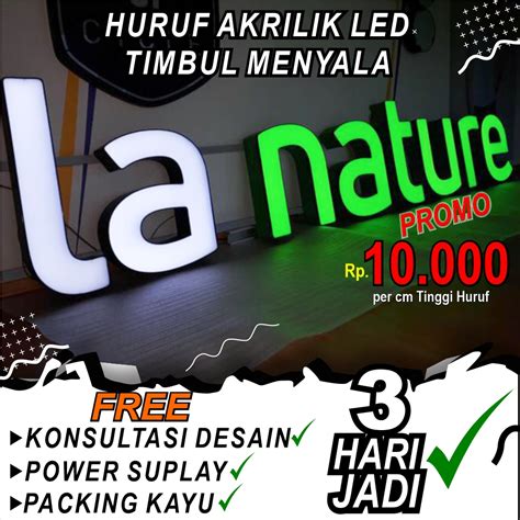 Jual HURUF TIMBUL AKRILIK LED NYALA NAMA LOGO TIMBUL AKRILIK Shopee