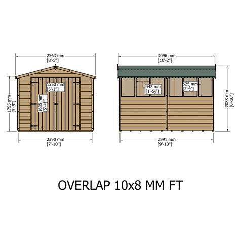 Shire 10 X 8ft Double Door Dip Treated Overlap Apex Shed Wilko