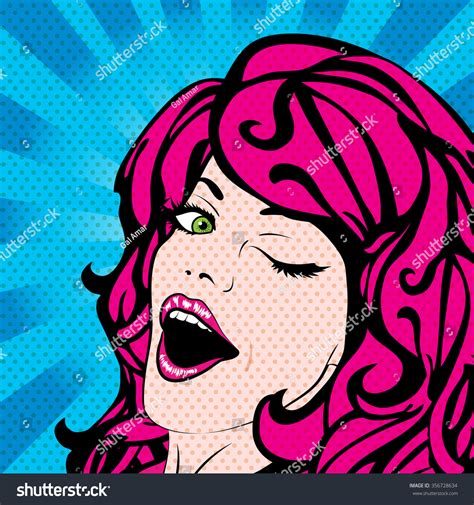 Pop Art Woman Winks Vector Illustration Image Vectorielle De Stock