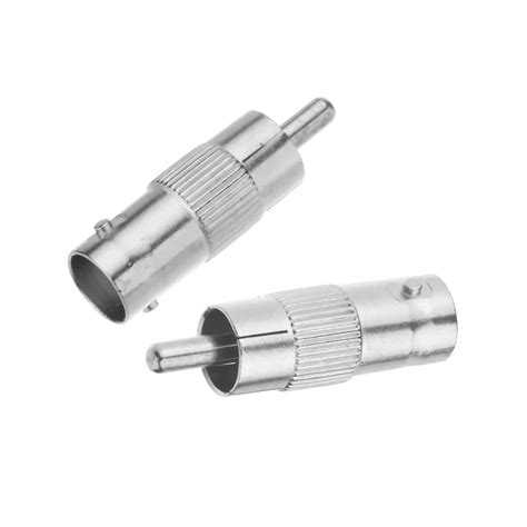 2pcslot Bnc Female To Rca Male Coax Cable Connector Coupler Adapter For Cctv Camera Audio