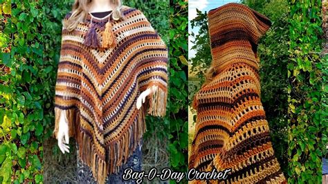 How To Crochet An Easy Hooded Poncho Carmel Macchiato Bag O Day