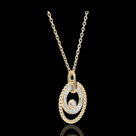 Collier Or Jaune Carats Et Diamants Fleur De Sel Cercle Or