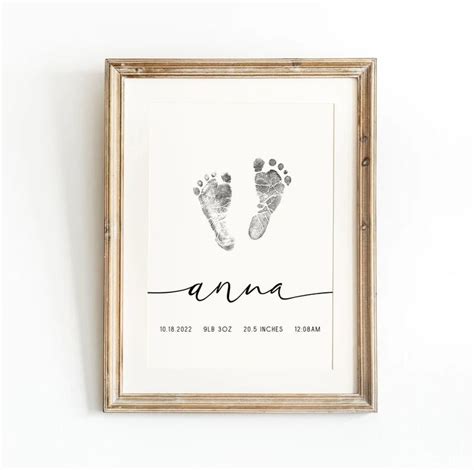 Personalised Birth Print Newborn Footprint Baby Footprint Art Birth