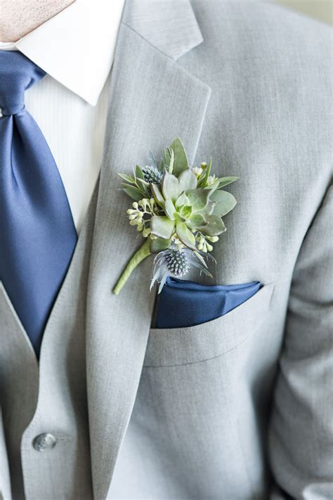 Seaside Garden Boutonniere Succulent Boutonniere Thistle Boutonniere