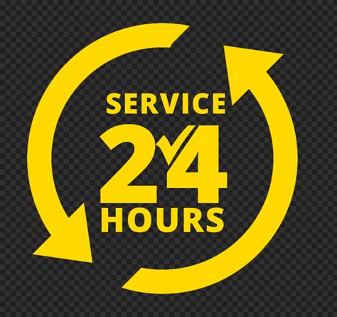 24 Hours Service Yellow Logo Icon Sign Png Citypng