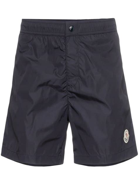 Moncler Logo Patch Swim Shorts In Blue For Men Lyst