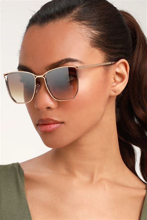 Chic Gold Sunglasses Gold And Brown Glasses Square Sunglasses Lulus