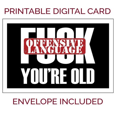 Funny Printable Birthday Card Fuck Youre Old Happy Birthday Etsy