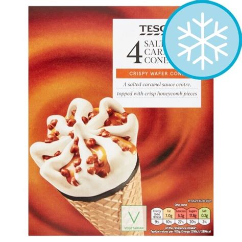 Tesco Salted Caramel Cones 4x110ml Tesco Groceries