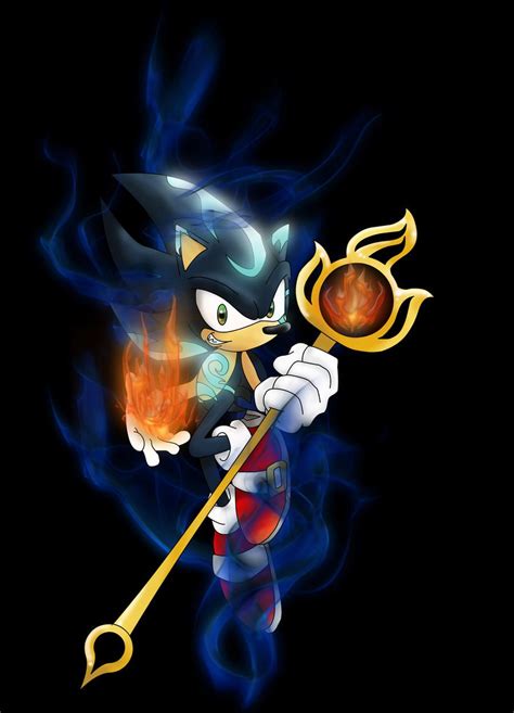 sonic the hedgehog holding a golden key in his right hand, with flames ...