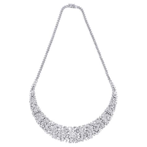 1610 Ct Sihi Pear Marquise Round Diamond Necklace 18 Karat White Gold Jewelry For Sale At 1stdibs