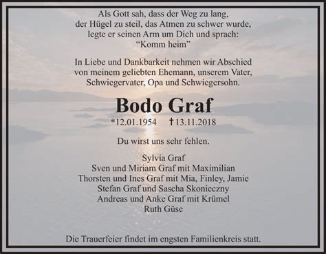 Traueranzeigen Von Bodo Graf Trauer In NRW De