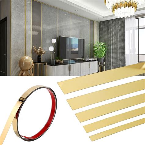 Diy M Stainless Steel Flat Decor Lines Mirror Wall Moulding Trim Strip