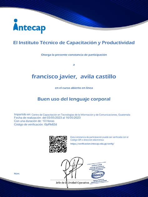 Certificado De Intecap Pdf