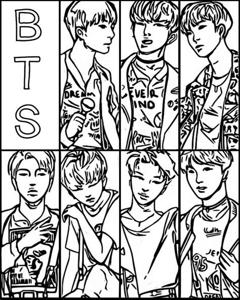 Dibujo Para Colorear Bts Grupo De Corea Del Sur