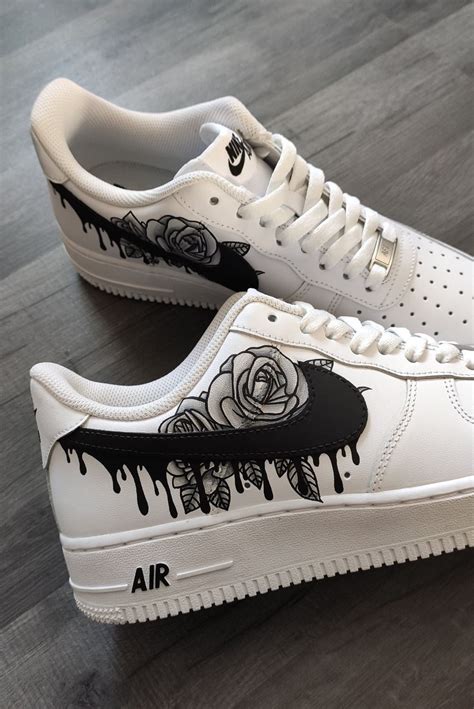 Black Rose Drip Custom Air Force Scarpe Nike Bianche Scarpe Da