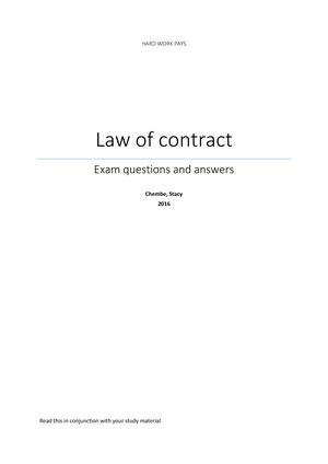 Sample Practice Exam Questions And Answers Law Of Contract