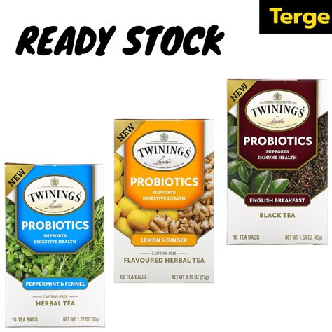 Jual Teh Twinings Probiotics English Breakfast Lemon Ginger Peppermint