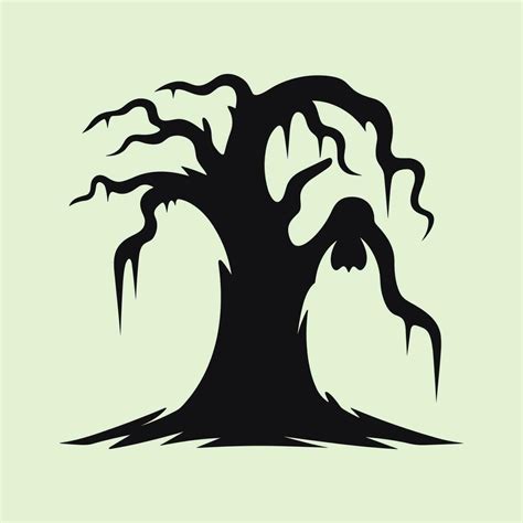 Horror Halloween Tree Silhouette With Ravens Vector 27665688 Vector Art