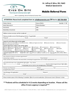 Fillable Online Eos Mobile Referral Form Fax Email Print Pdffiller