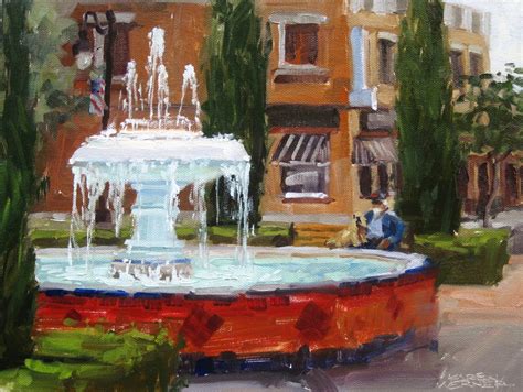 Karen Werner Fine Art Fountain Rest A Plein Air Oil Painting Of The