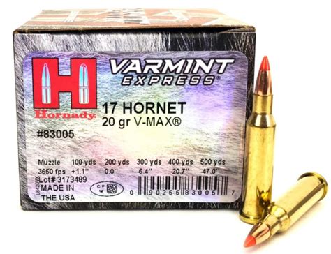 Hornady Superformance Varmint 17 Hornet 20 Grain V MAX