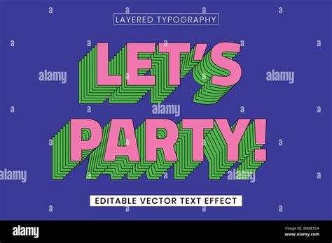 Retro Layered Word Editable Vector Text Effect Template Stock Vector