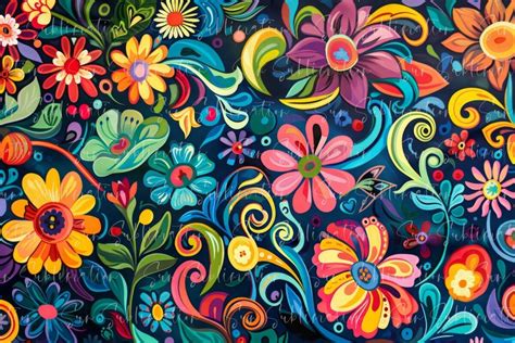 Vibrant and Colorful Doodle of Flowers Graphic by Sun Sublimation ...