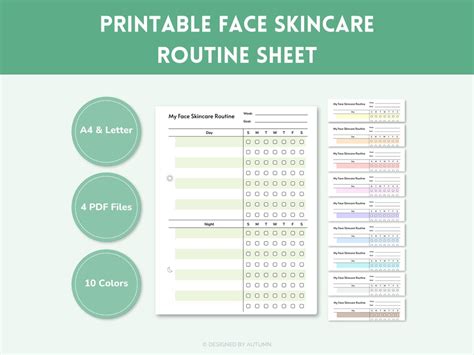 Printable Face Skincare Routine Template Skincare Regimen Etsy