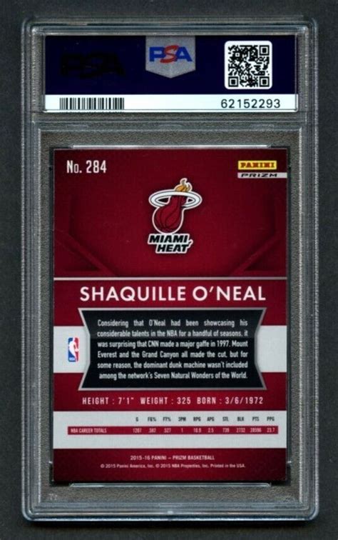 Panini Prizm Green Prizm Shaquille O Neal Psa Mint Miami