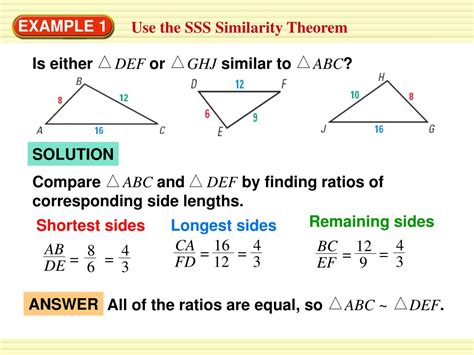 Ppt Prove Triangles Similar By Sss And Sas Powerpoint