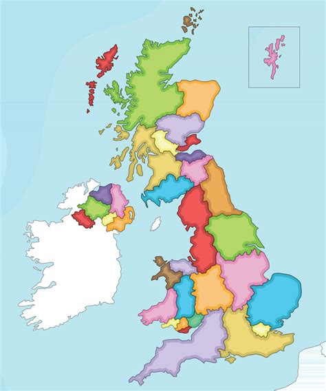 Vector Illustrated Blank Map Of Uk With Administrative Divisions And