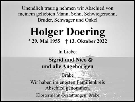 Traueranzeigen Von Holger Doering Nordwest Trauer De