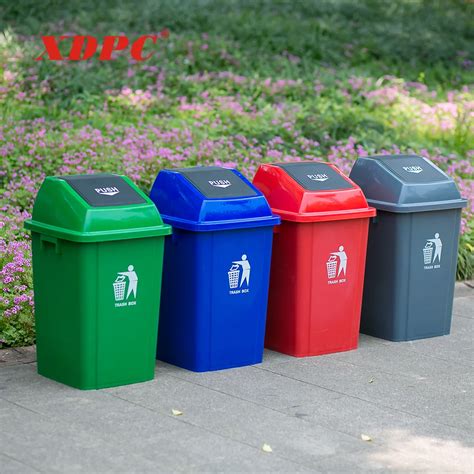 Plastic Dustbin Garbage Trash Can With Wheels For Factory Office