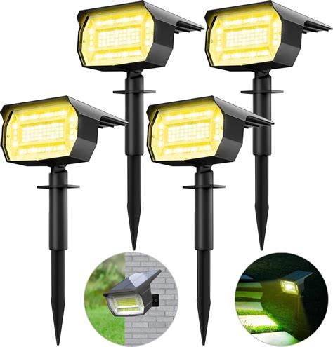 4 Pezzi Faretti Energia Solare Da Esterno 72 LED Faretti Solari A 3