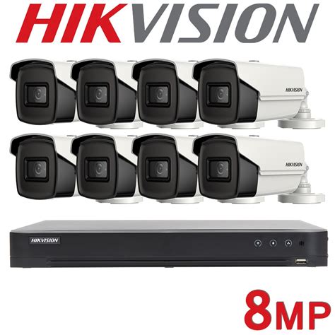 Hikvision 4CH 8CH DVR CCTV System 8MP Turret Camera Kit White IDS