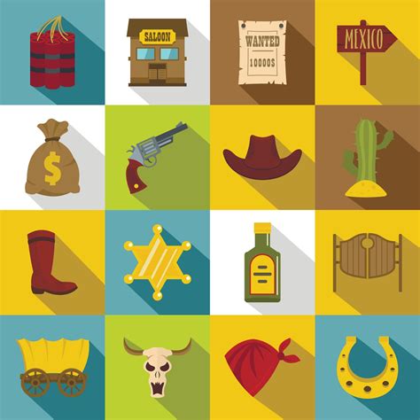 Wild West Icons Set Design Logo Flat Style 8940954 Vector Art At Vecteezy