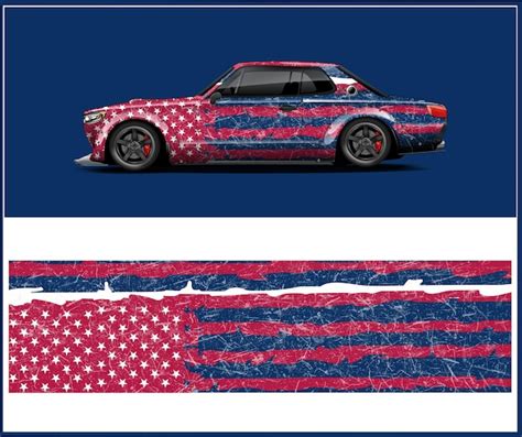 Premium Vector American Flag Car Wrap Design Distressed USA Flag 4th