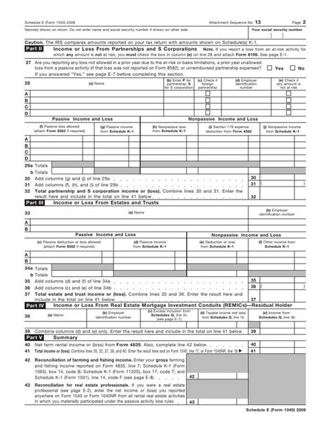 Form 1040 Schedule E Supplemental Income And Loss