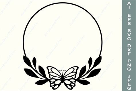 Floral Wreath Svg Wreath Svg Butterfly Svg Circle Wreath Etsy Images