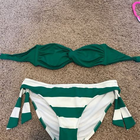 Mossimo Supply Co Swim Green And White Strapless Bikini By Mossimo Poshmark