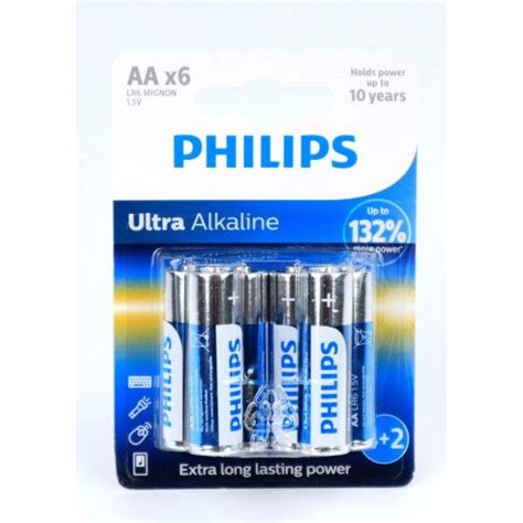 Pilha Ultra Alcalina LR06 AA 6Un Philips Ref 50310 MADER