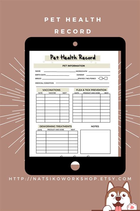 Printable Pet Health Record Template Log Your Vaccinations Flea And