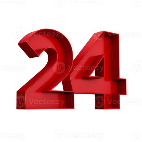 3d Illustration Of Red Number 24 Or Twenty Four Inner Shadow 22892270 Png